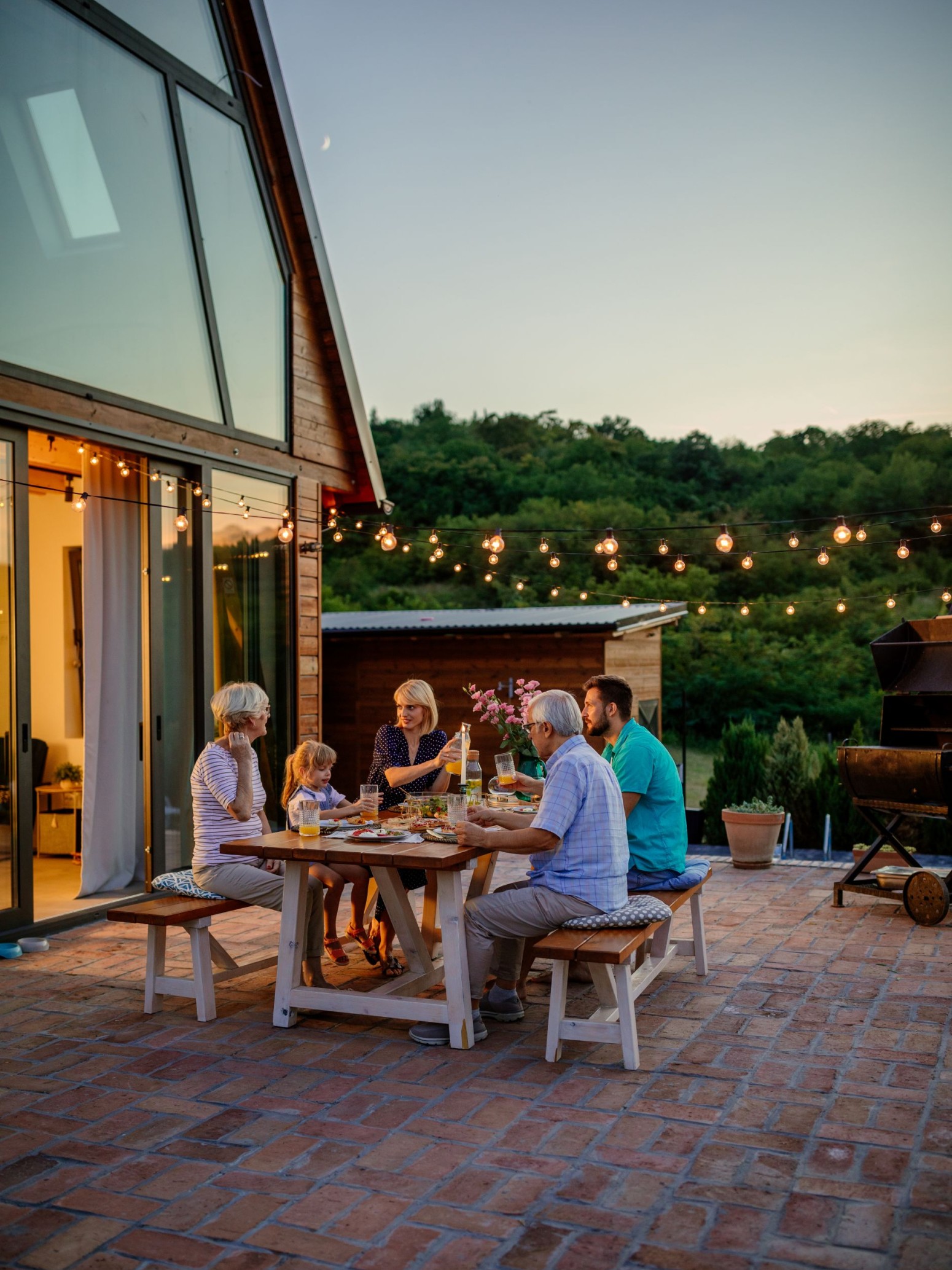 Three generations family family during dinner